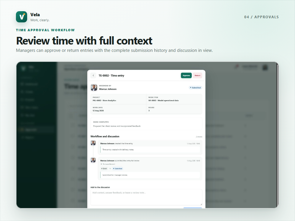 Vela time approval workflow